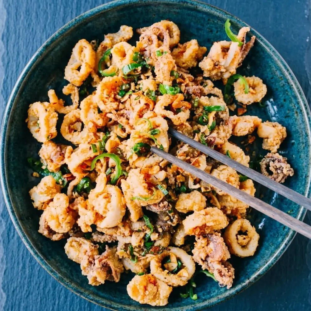 Steamed Squid (Calamari) with Ginger Garlic
